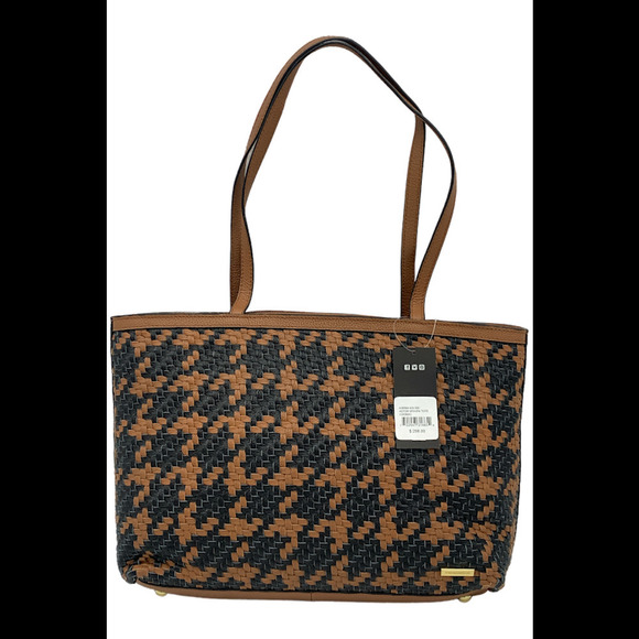 Tignanello Leather Woven Style Tote Cognac - Picture 1 of 2